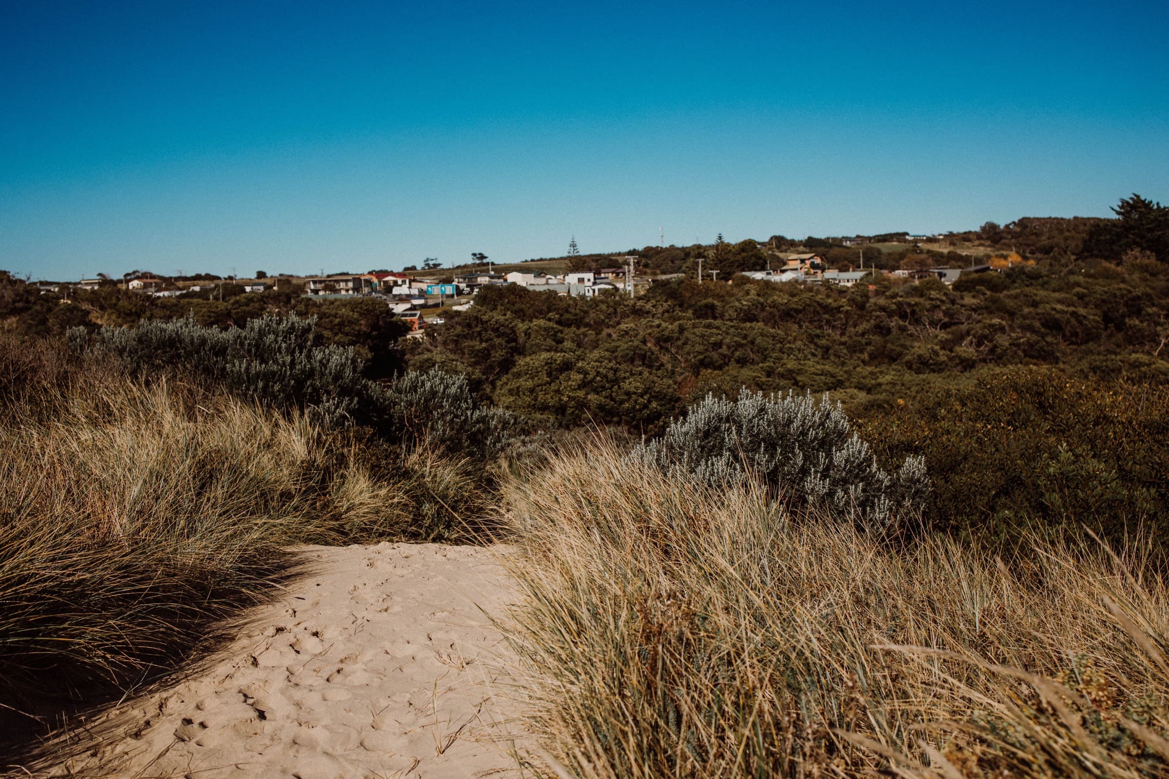 The track from the estate down to the beach